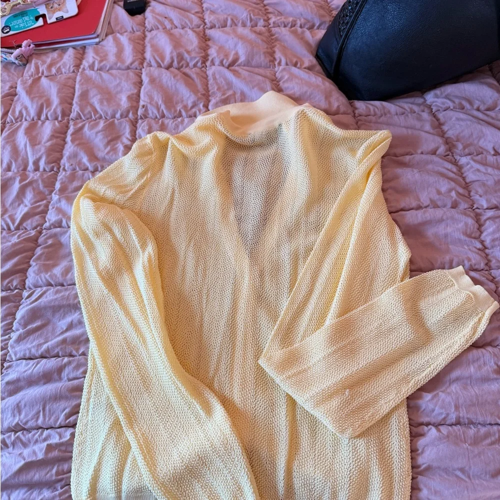Generation Love Yellow Button-Up Cardigan with Rhinestone buttons so Fun! - Picture 3 of 3